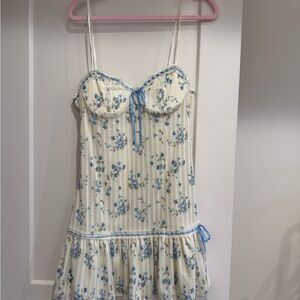 Jessica Simpson Cream Slip Dress with Blue Floral Print